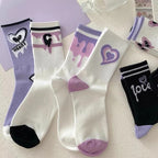 Polyester Elastane Heart Print Mid Tube Socks