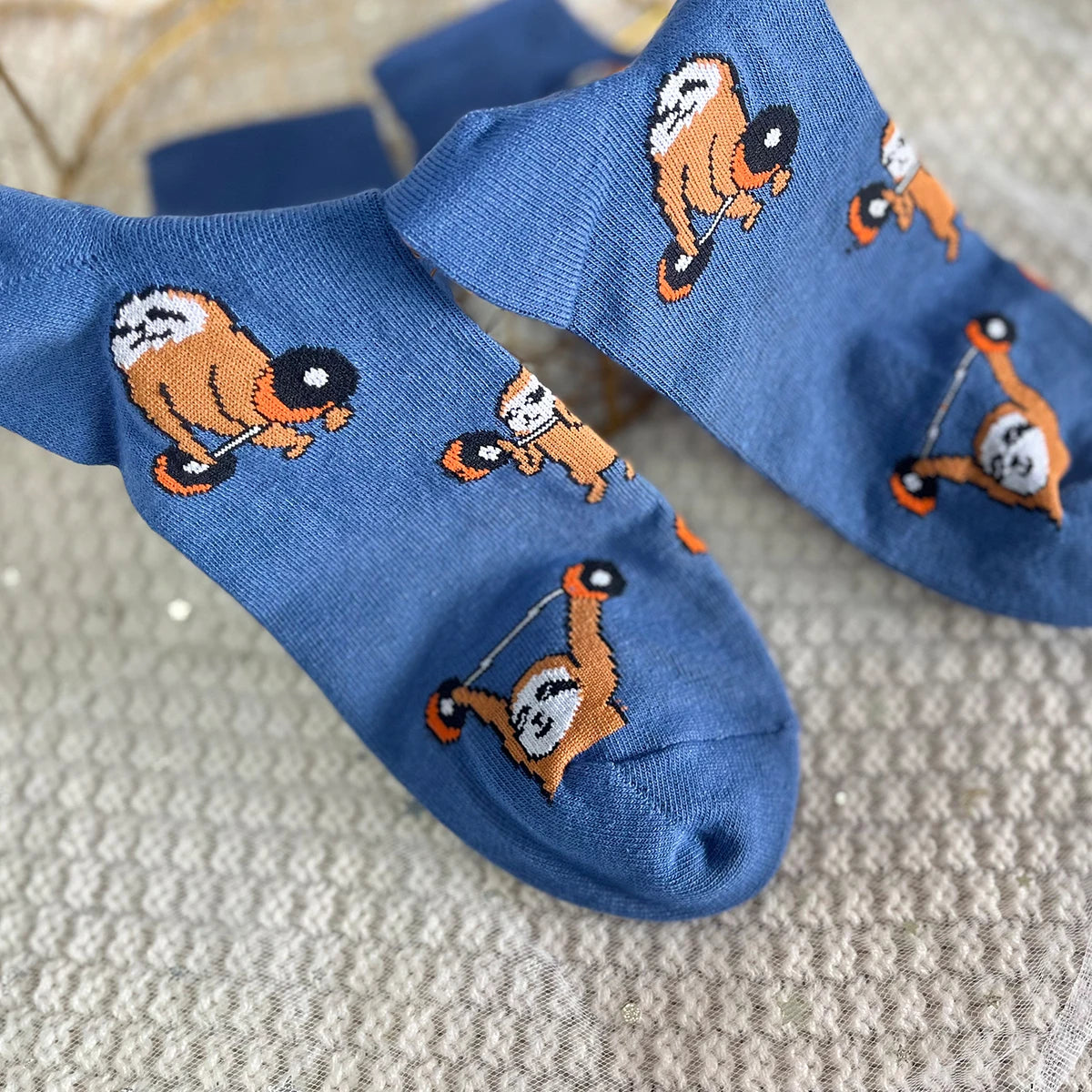 Cotton Blend Mid Calf Sloth Weightlifting Socks