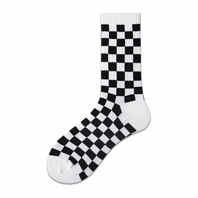 Polyester Blend Checkerboard Pattern Socks 2 Pair Set - 8