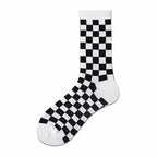 Polyester Blend Checkerboard Pattern Socks 2 Pair Set