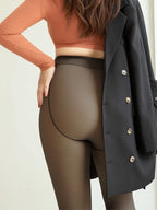 Polyester Elastane Fleece Lined Translucent Tights