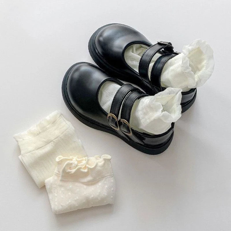 Polyester Elastane Lace Mid Tube Socks - 6