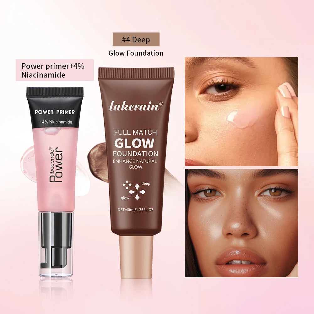 Liquid Face Primer and Glow Foundation Makeup Set
