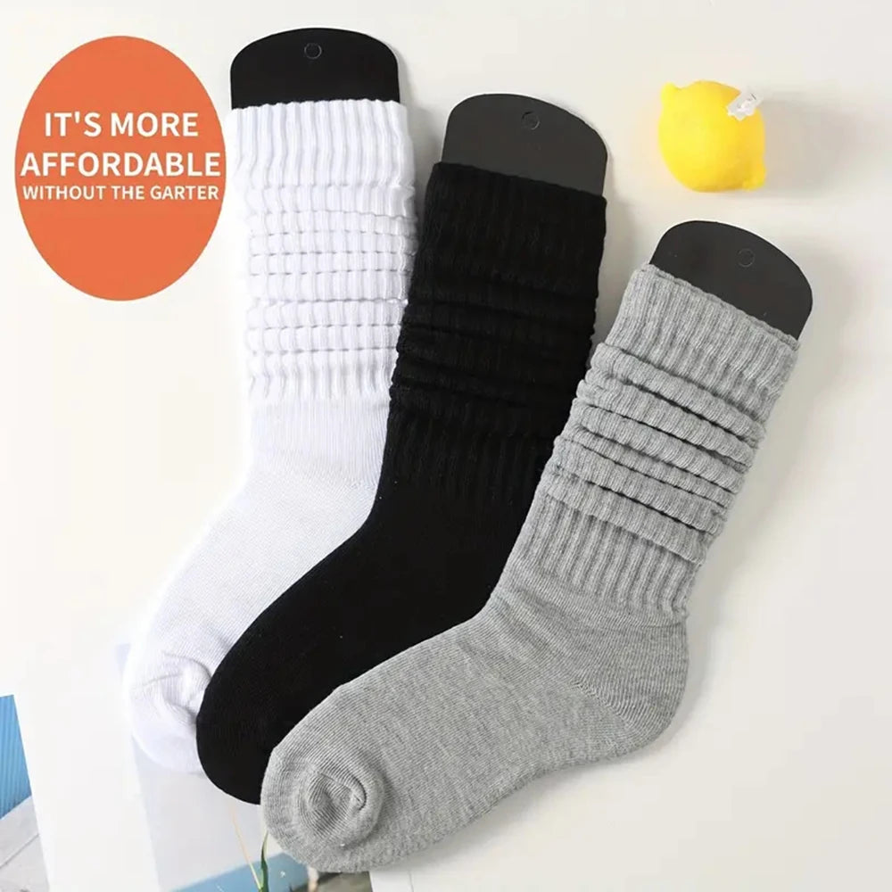 Polyester Elastane Pleated Mid Length Women Casual Socks - 7