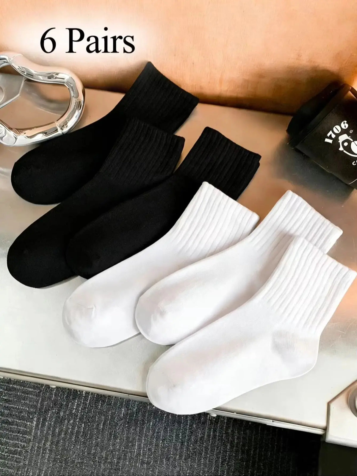 Womens Polyester Elastane Low Tube Casual Ankle Socks 6 Pack