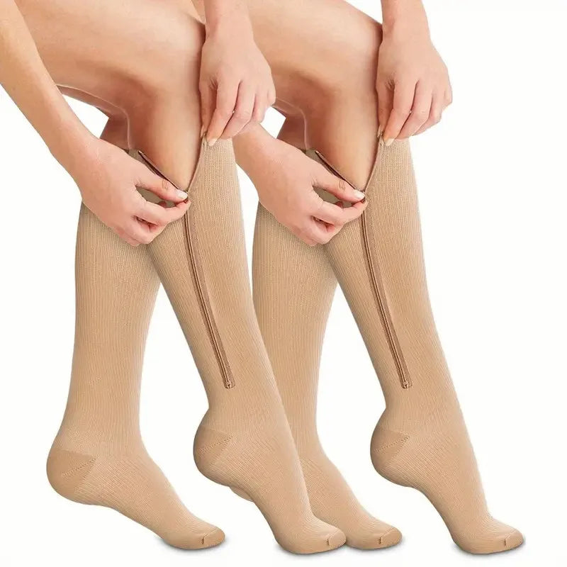 Nylon Elastane Zipper Compression Socks - 7