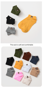 Polyester Low Tube Socks Bear Pattern 10 Pairs