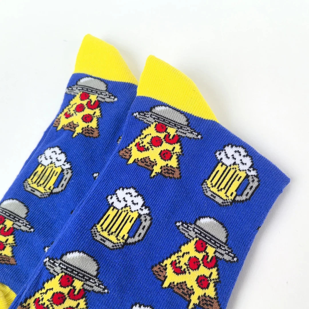 Polyester Elastane Mid Calf Men Socks Flying Saucer Pattern