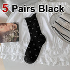 Polyester Spandex Bow Pattern Mid Tube Breathable Casual Socks