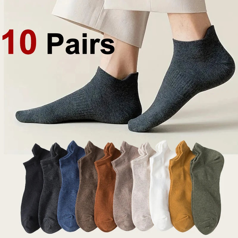 10 Pairs Mens Cotton Casual Ankle Socks - 1