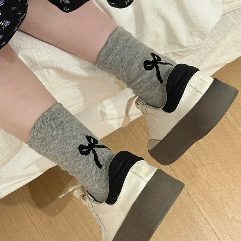 Cotton Bow Detail Crew Socks - 5