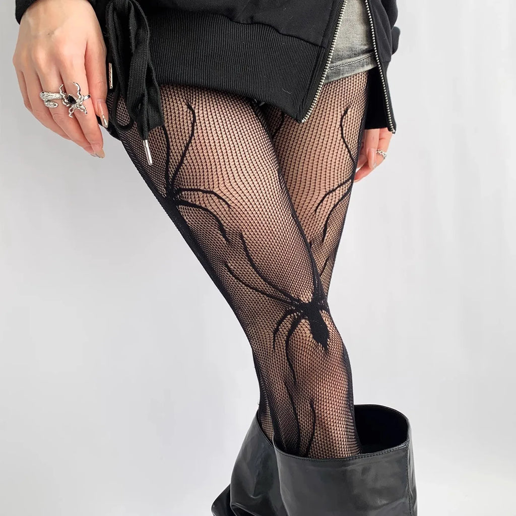 Nylon Spider Pattern Pantyhose Sheer Tights