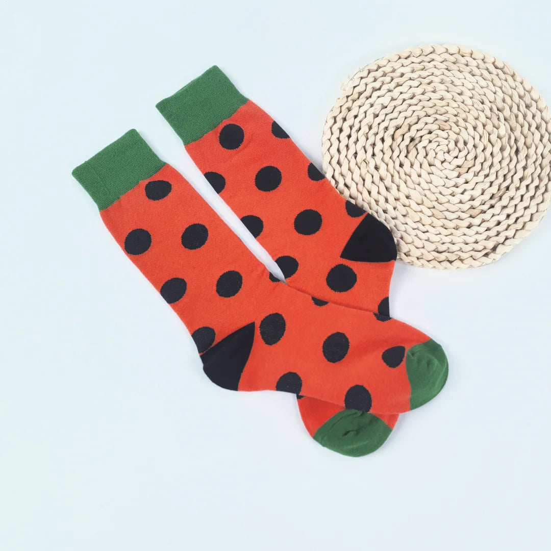 Cotton Blend Polka Dot Mid Calf Unisex Socks