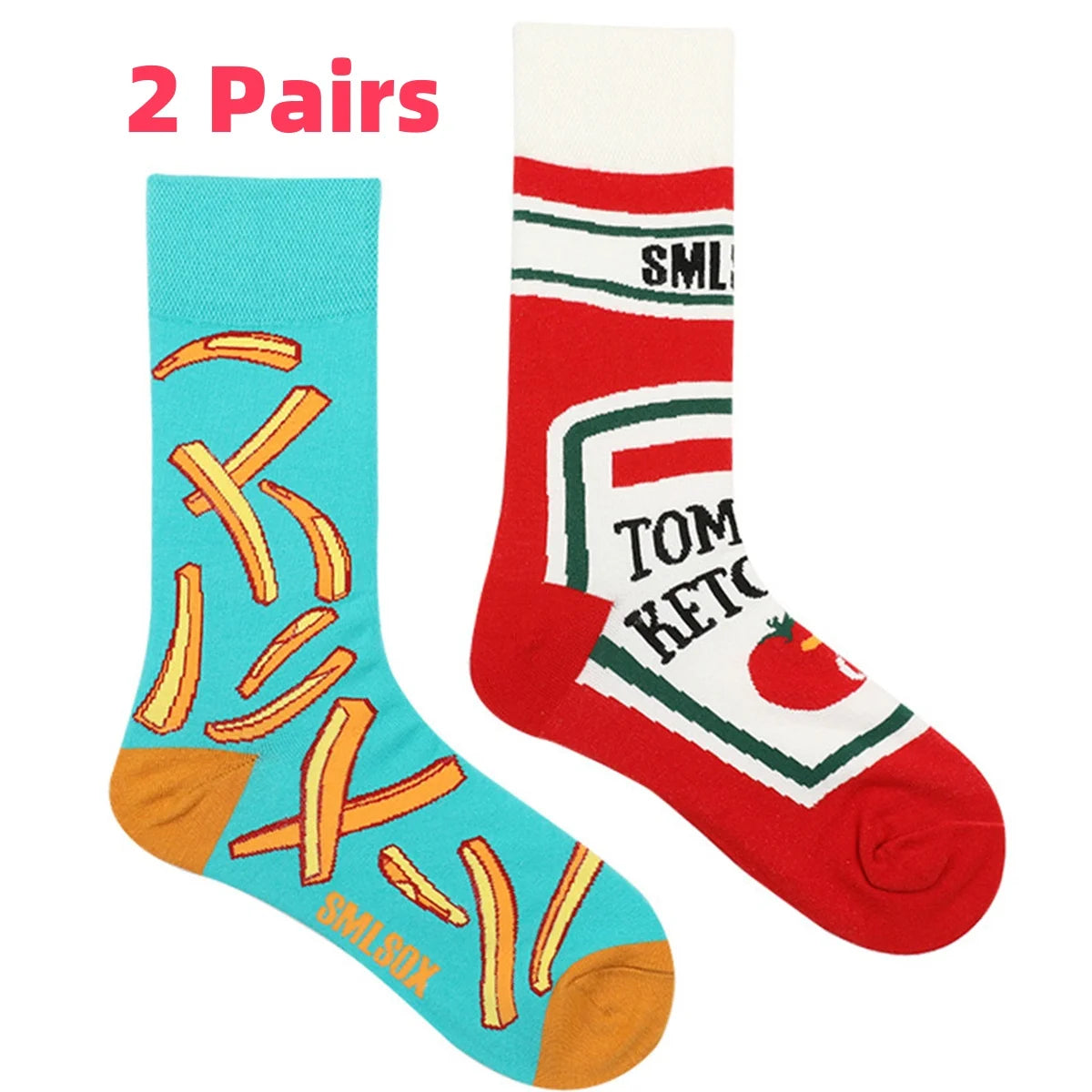Cotton Blend Novelty Food Print Mid Calf Socks - 12