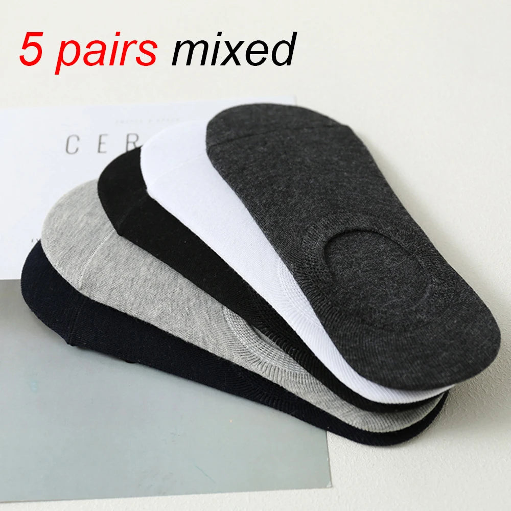 Cotton Low Cut Invisible Mens Ankle Socks 5 Pairs