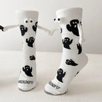 Cotton Ghost Design Magnetic Hand Holding Crew Socks