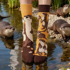 Cotton Blend Otter Print Casual Mid Calf Socks
