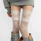 Floral Lace Over The Knee Stockings
