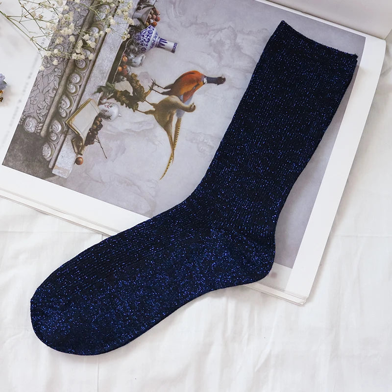 Cotton Blend Glitter Mid Tube Socks 3 Pairs