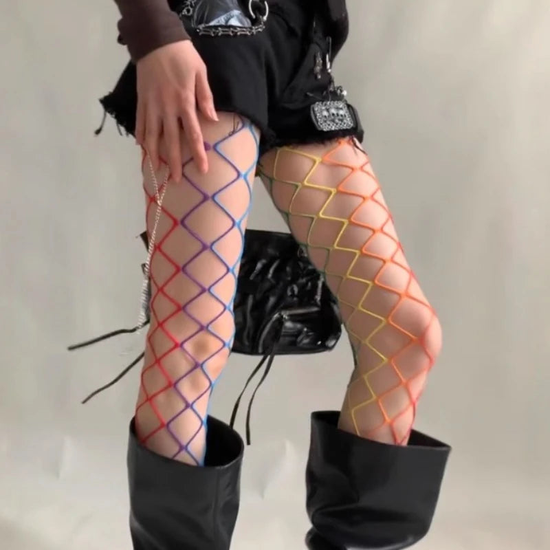 Rainbow Mesh Nylon Elastane Fishnet Tights - 5
