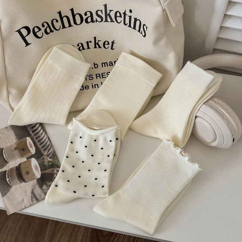 Polyester Elastane Casual Mid Tube Socks For Women - 3