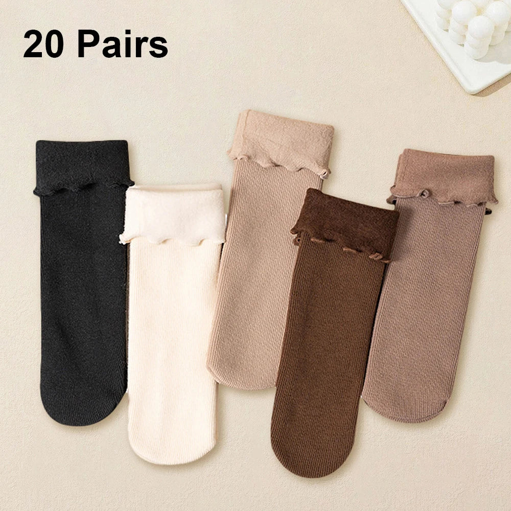 Thickened Thermal Women Socks Polyester Spandex Blend