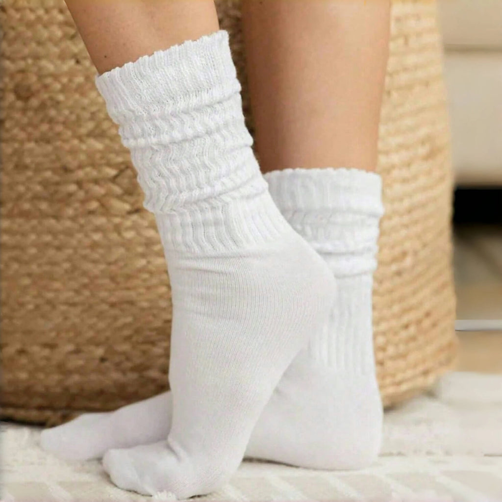 Polyester Elastane Knit Slouch Crew Socks for Women