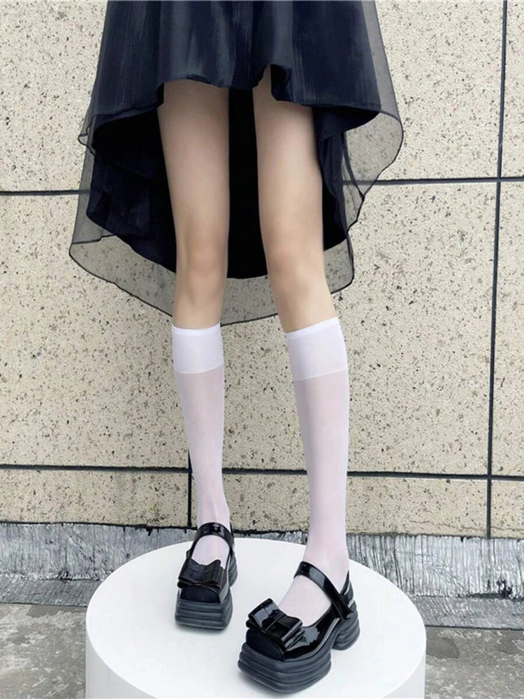 4 Pairs Nylon Elastane Mid Tube Casual Socks