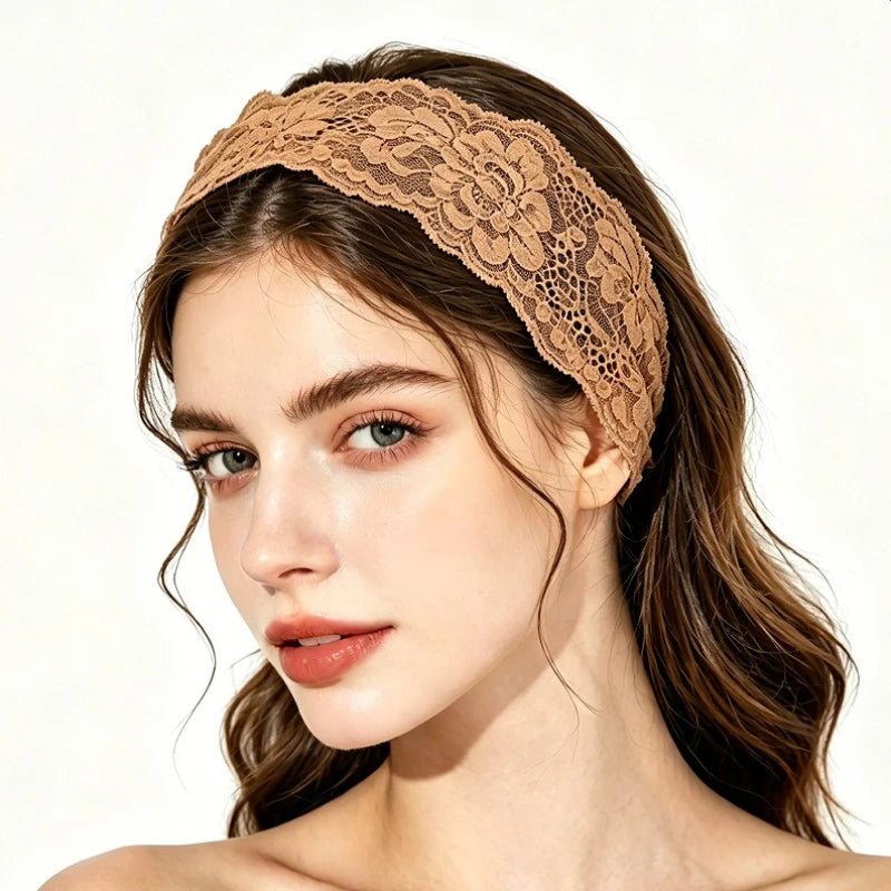 Floral Lace Elastic Headband for Women - 14