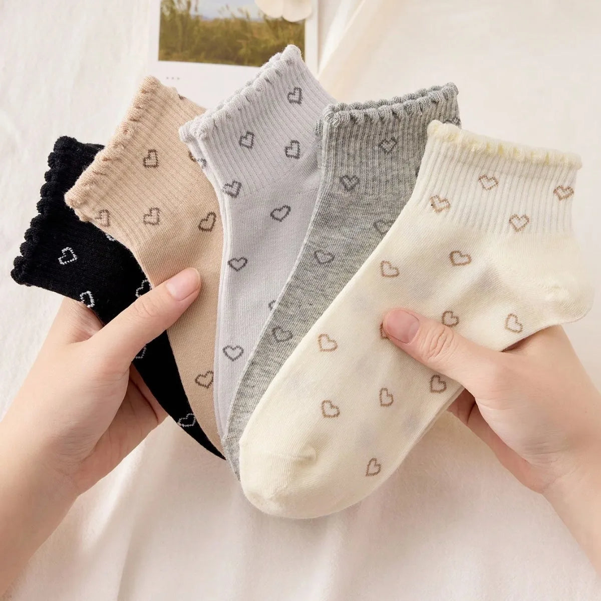 Polyester Elastane Heart Print Casual Socks