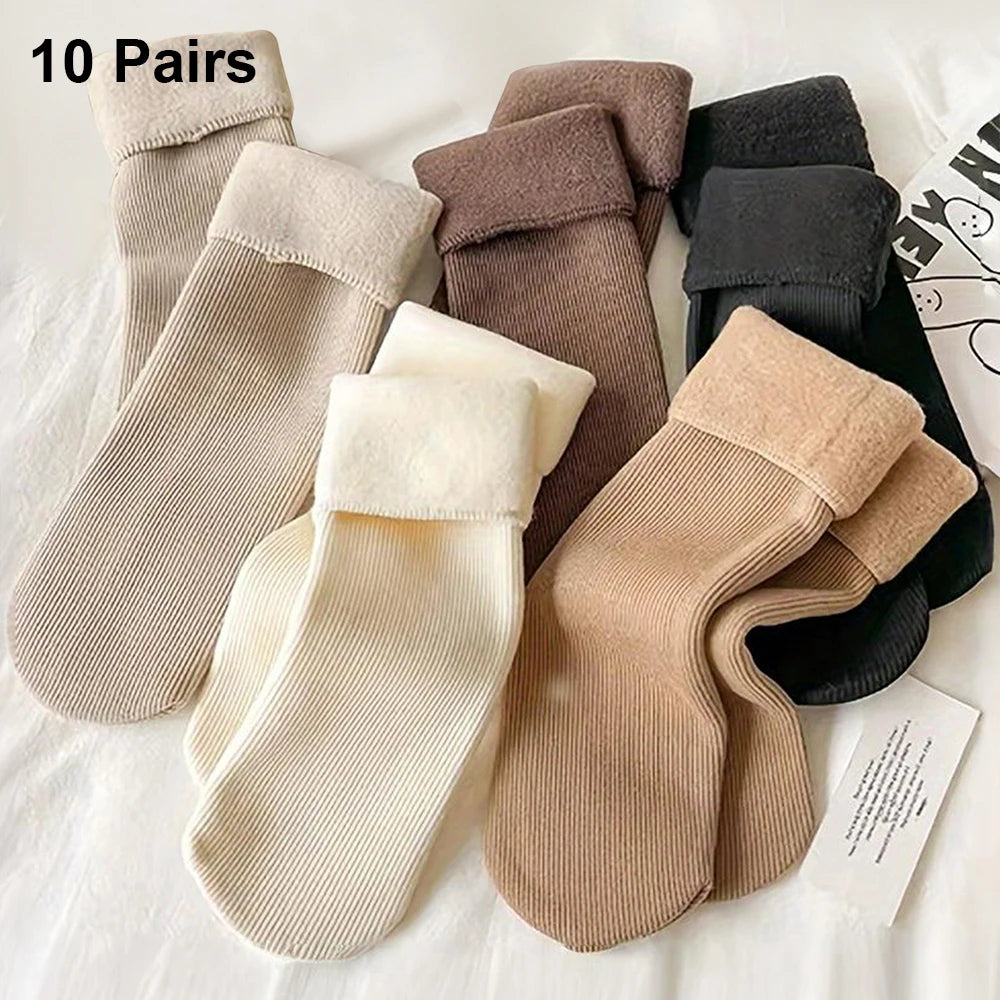 Thickened Thermal Women Socks Polyester Spandex Blend
