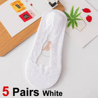 Cotton Lace Invisible Anti Slip Low Cut Socks