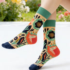 Cotton Blend Floral Mid Calf Casual Socks