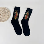 Polyester Elastane Portrait Print Mid Calf Socks
