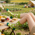 Cotton Blend Avocado Print Mid Calf Socks