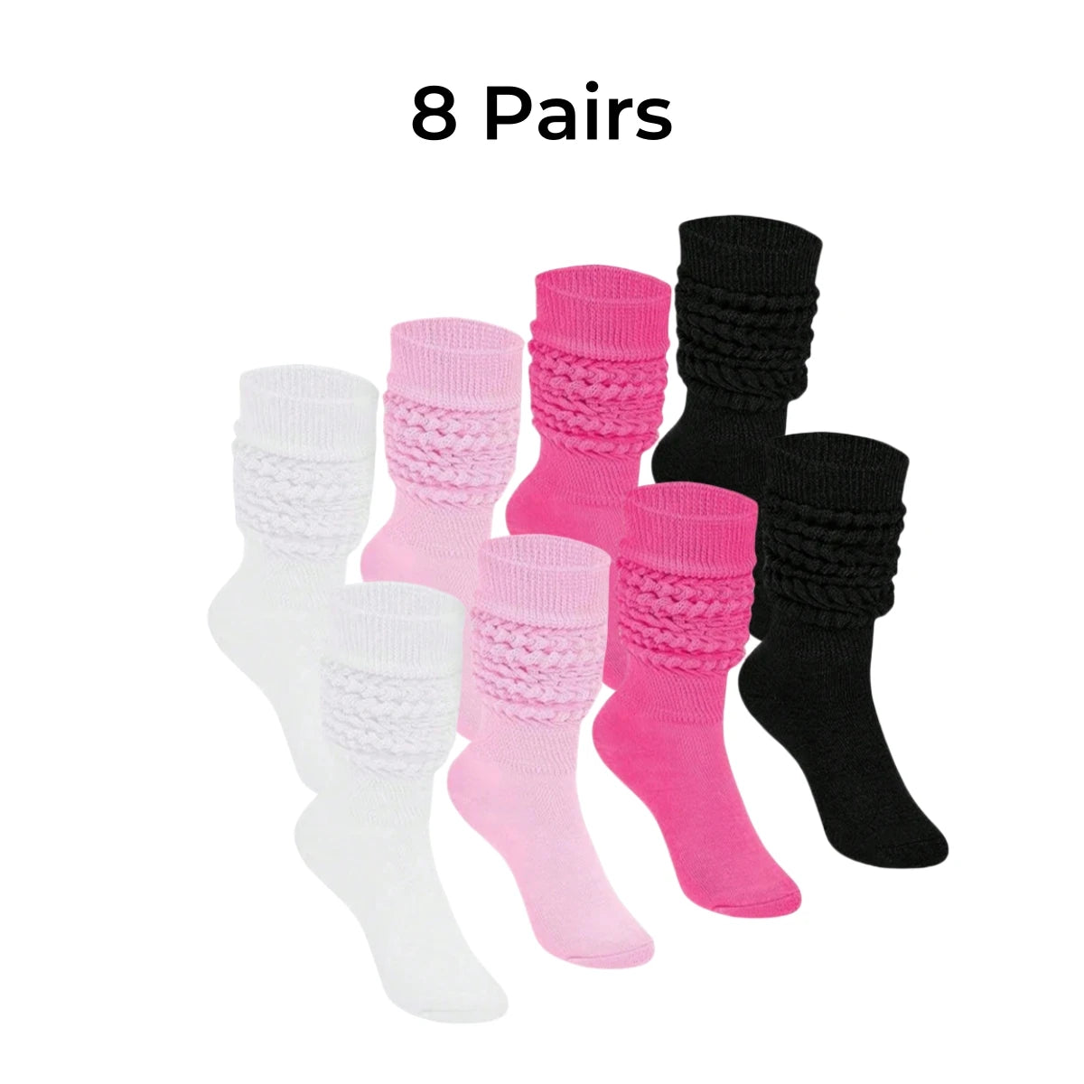 Polyester Elastane Slouch Knit Crew Socks 8 Pack - 6