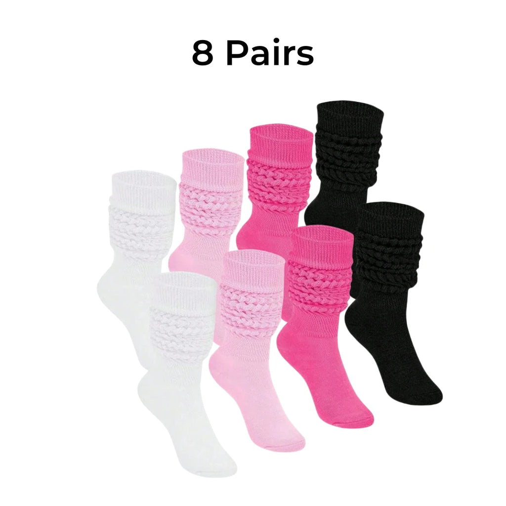 Polyester Elastane Slouch Knit Crew Socks 8 Pack