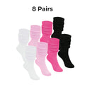 Polyester Elastane Slouch Knit Crew Socks 8 Pack