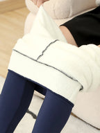 Polyester Lamb Fleece Thermal Leggings High Waist Winter Tights
