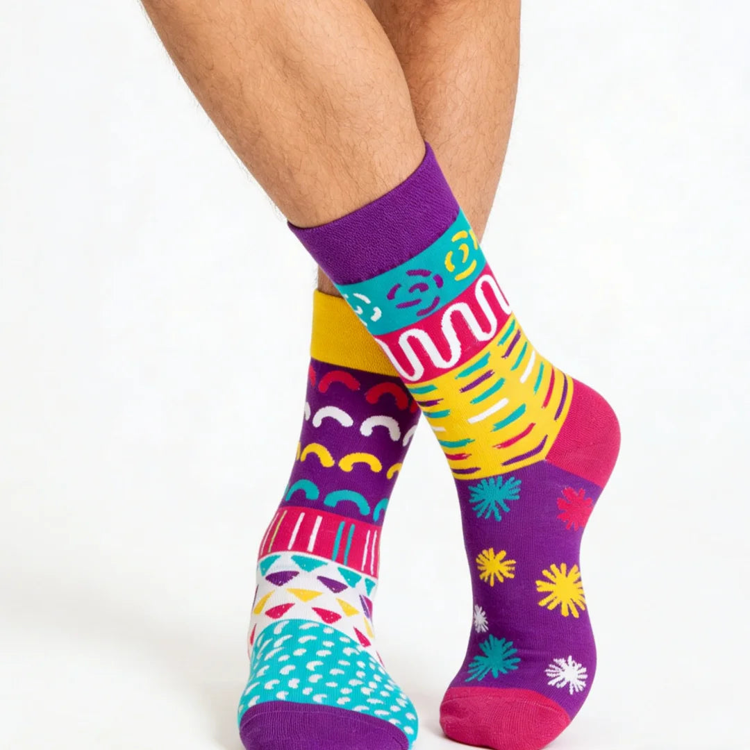 Cotton Blend Geometric Pattern Mid Calf Unisex Socks - 2