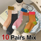 Striped Polyester Elastane Crew Socks Women