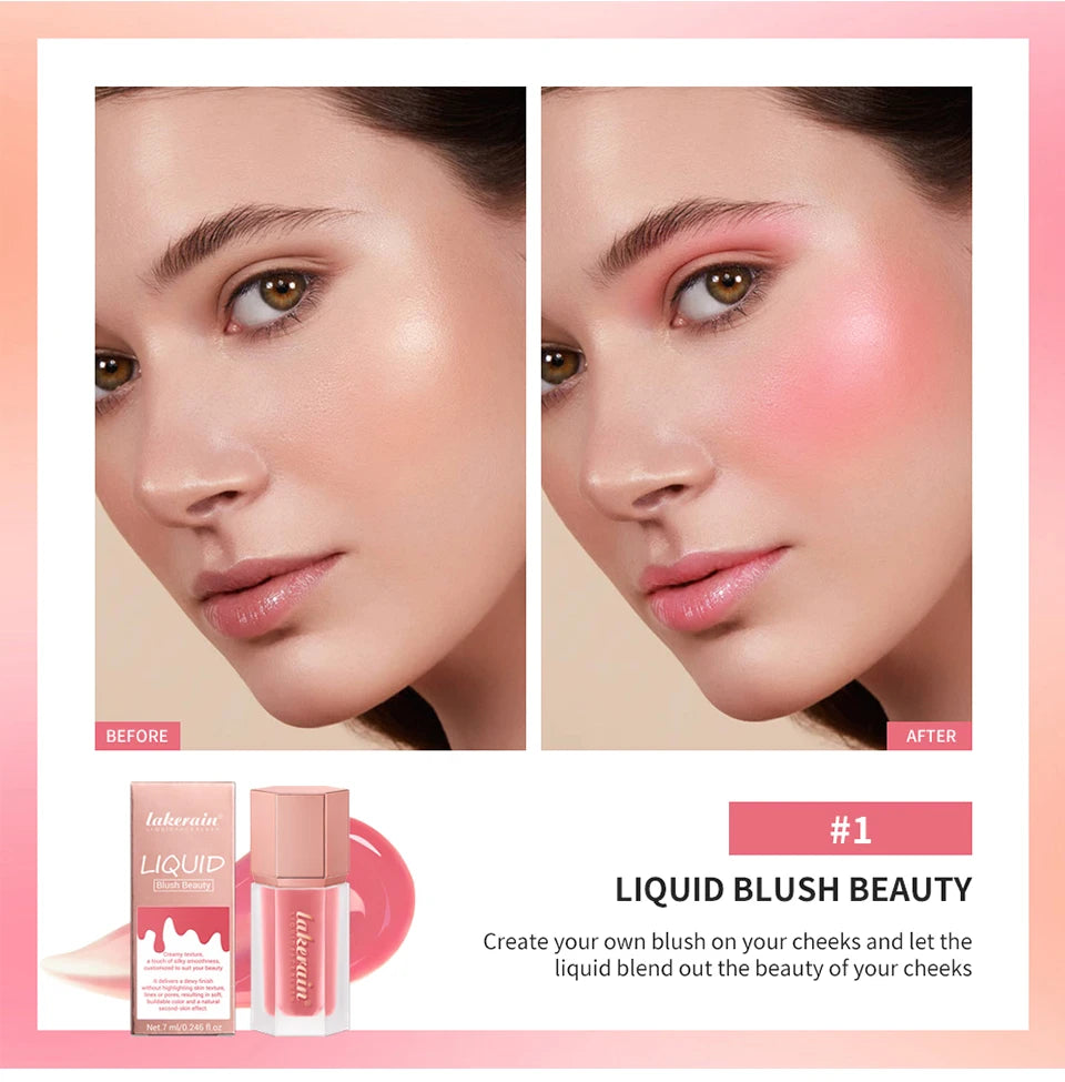 Waterproof Velvet Matte Liquid Blush with Mushroom Applicator