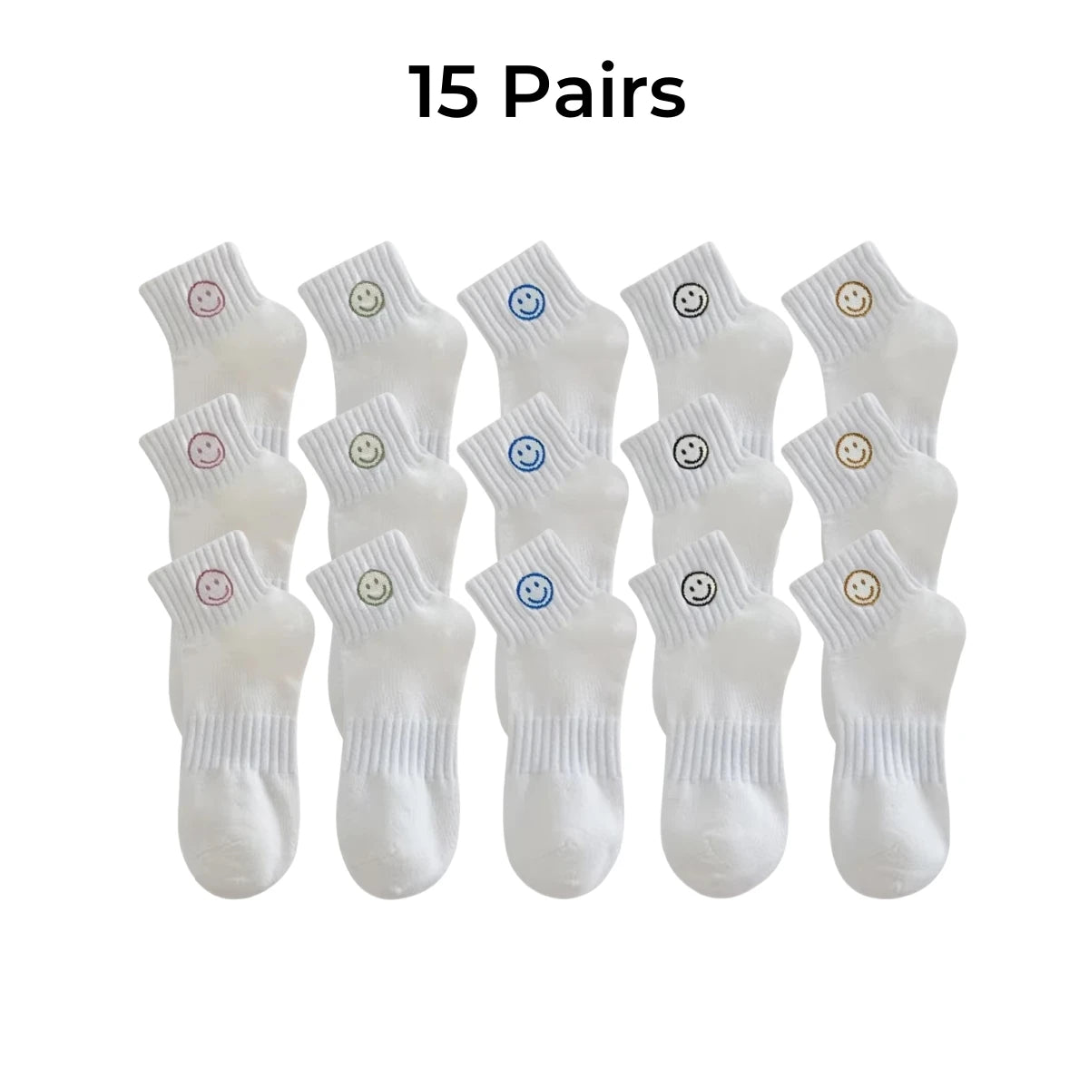 Polyester Elastane Smiling Face Ankle Socks - 10