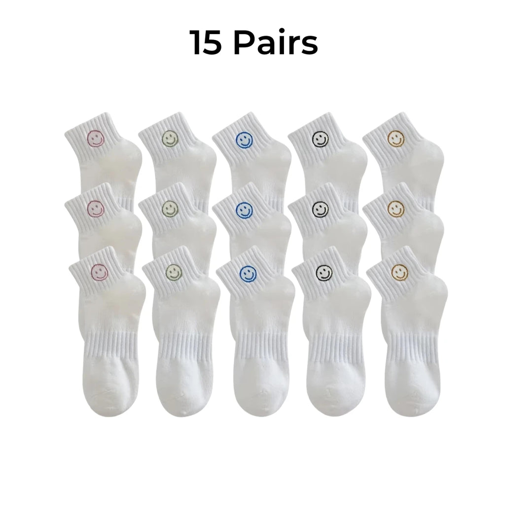 Polyester Elastane Smiling Face Ankle Socks