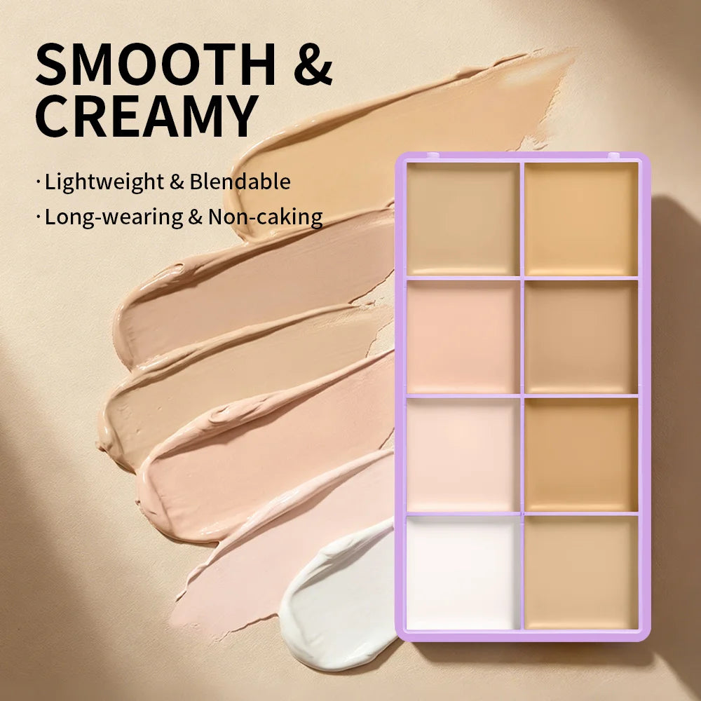 8 Shade Cream Concealer Palette and Contour Kit
