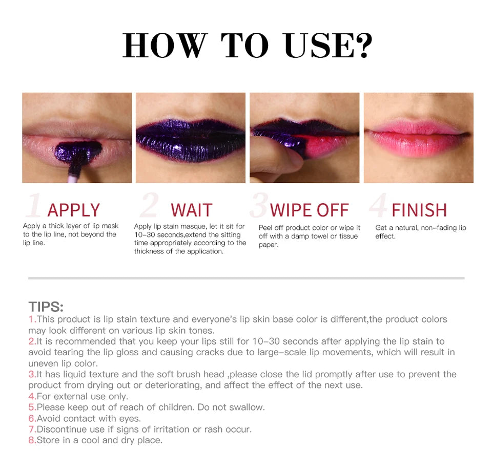 Waterproof Peel Off Lip Stain Moisturizing Long Lasting Liquid Lipstick - 15