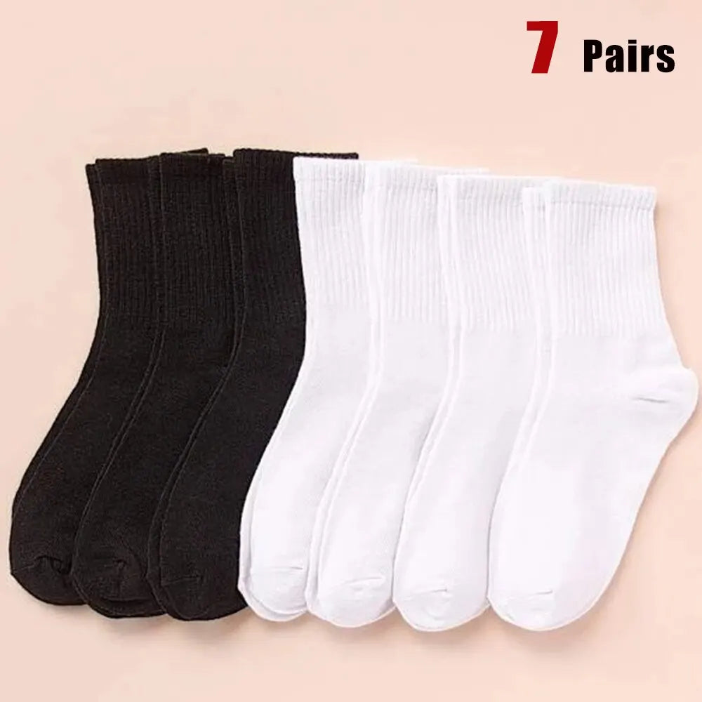7 Pairs Polyester Elastane Mid Tube Casual Socks
