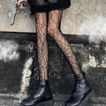 Floral Pattern Nylon Fishnet Pantyhose Tights