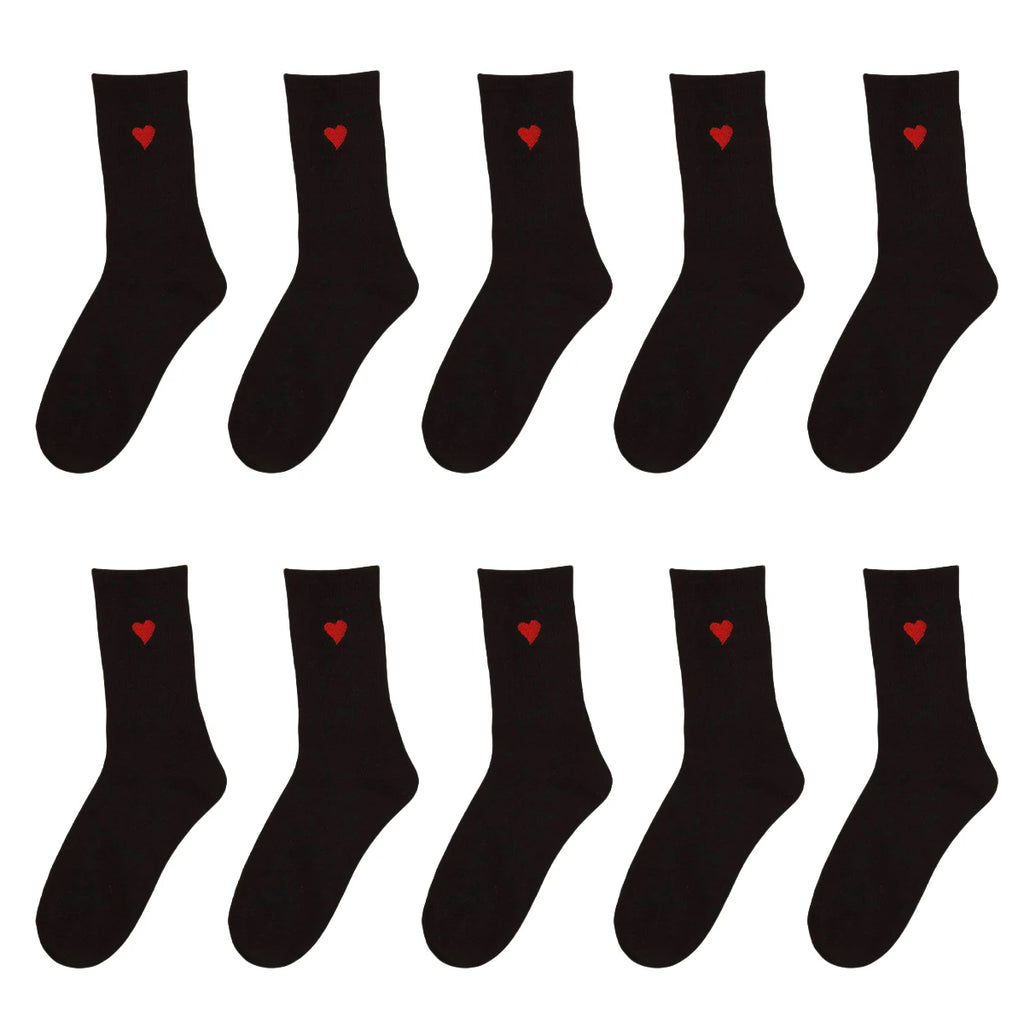 Polyester Elastane Heart Pattern Crew Socks