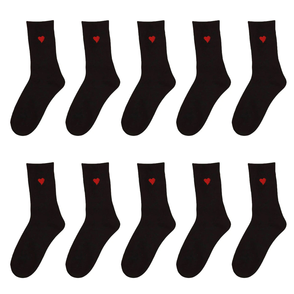 Polyester Elastane Heart Pattern Crew Socks